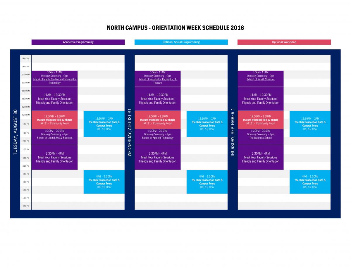 Fall Academic Orientation and Week Schedule Humber Communiqué